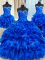 Super Four Piece Floor Length Ball Gowns Sleeveless Royal Blue 15 Quinceanera Dress Lace Up