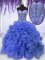 Beauteous Royal Blue Ball Gowns Beading and Ruffles 15 Quinceanera Dress Lace Up Organza Sleeveless Floor Length