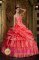 Red Deer AlbertaAB Discount Watermelon Strapless Quinceanera Dress With Beading Ruffles