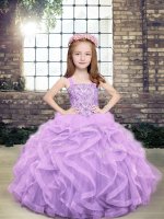 Tulle Straps Sleeveless Lace Up Beading and Ruffles Kids Formal Wear in Lavender(SKU PAG1246-12BIZ)