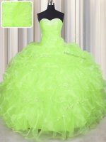 Most Popular Yellow Green Sleeveless Beading and Ruffles Floor Length Quince Ball Gowns(SKU PSSW0583-6BIZ)