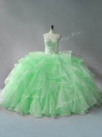 Deluxe Sweetheart Sleeveless Vestidos de Quinceanera Beading and Ruffles Organza