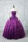 Strapless Sleeveless Sweet 16 Quinceanera Dress Floor Length Beading Purple Organza