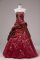 Strapless Sleeveless Lace Up Ball Gown Prom Dress Burgundy Organza and Taffeta