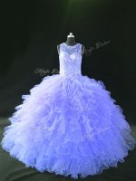 Ideal Lavender Ball Gown Prom Dress Sweet 16 and Quinceanera with Beading and Ruffles Scoop Sleeveless Lace Up(SKU PSSW1089-4BIZ)