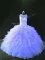 Ideal Lavender Ball Gown Prom Dress Sweet 16 and Quinceanera with Beading and Ruffles Scoop Sleeveless Lace Up