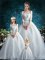 Attractive Clasp Handle Ball Gown Prom Dress White for Wedding Party with Lace Court Train