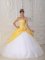 Nevada Iowa/IA Yellow and White Quinceanera Dress With beading Bodice Taffeta