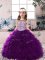 Latest Ball Gowns Little Girls Pageant Gowns Purple Scoop Organza Sleeveless Floor Length Lace Up