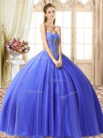 Exceptional Blue Sweetheart Neckline Beading Sweet 16 Quinceanera Dress Sleeveless Lace Up(SKU YCQD0186-1BIZ)