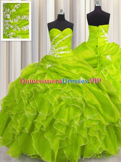 Sweetheart Lace Up Beading and Appliques and Ruffles Vestidos de Quinceanera Sleeveless - Click Image to Close