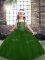 Floor Length Green Little Girls Pageant Dress Tulle Sleeveless Beading