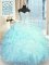 Fine Sleeveless Floor Length Beading and Ruffles and Pick Ups Lace Up 15 Quinceanera Dress with Light Blue