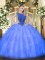 Luxury Sleeveless Zipper Floor Length Beading and Ruffles Ball Gown Prom Dress