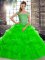 Green Sweet 16 Dress Off The Shoulder Sleeveless Brush Train Lace Up