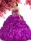 Custom Fit Fuchsia Lace Up Sweetheart Beading and Ruffles Quinceanera Gowns Organza Sleeveless
