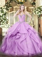 Fabulous Lavender Sweetheart Lace Up Beading and Ruffles Quinceanera Dress Sleeveless