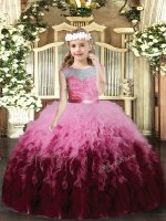 Ruffles Little Girl Pageant Dress Multi-color Backless Sleeveless Floor Length