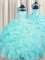 Decent Aqua Blue Scoop Neckline Beading and Pick Ups Quinceanera Dresses Sleeveless Lace Up