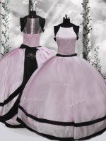 Captivating Sleeveless Taffeta Floor Length Zipper Ball Gown Prom Dress in Pink with Ruching(SKU PSSW0676BIZ)