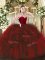 Floor Length Zipper Sweet 16 Dress Wine Red for Military Ball and Sweet 16 and Quinceanera with Ruffles