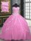 High End With Train Rose Pink Quinceanera Gowns Sweetheart Sleeveless Brush Train Lace Up