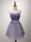 Custom Made Mini Length Lavender Vestidos de Damas Tulle Sleeveless Beading and Ruching