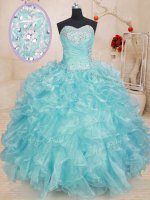 Floor Length Ball Gowns Sleeveless Blue 15 Quinceanera Dress Lace Up