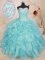 Floor Length Ball Gowns Sleeveless Blue 15 Quinceanera Dress Lace Up