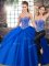 Sleeveless Brush Train Beading and Pick Ups Lace Up 15 Quinceanera Dress