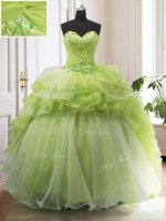 Yellow Green Sweetheart Neckline Beading and Ruffled Layers Quinceanera Dresses Sleeveless Lace Up(SKU PSSW0130-4BIZ)