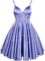 Light Blue Sleeveless Knee Length Lace Lace Up Court Dresses for Sweet 16