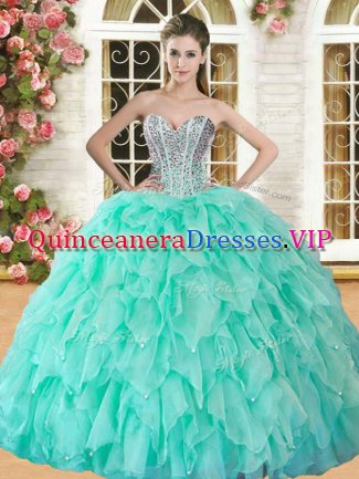Custom Fit Floor Length Ball Gowns Sleeveless Apple Green Quinceanera Dresses Lace Up