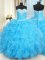 Adorable Baby Blue Lace Up Sweet 16 Dress Beading and Ruffles and Ruffled Layers Sleeveless Floor Length