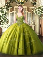 Traditional Sleeveless Beading and Appliques Lace Up 15th Birthday Dress
