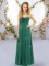 Dark Green Empire Chiffon Sweetheart Sleeveless Ruffles Floor Length Lace Up Quinceanera Court of Honor Dress