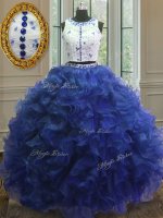 Glamorous Royal Blue Scoop Clasp Handle Appliques and Ruffles Quinceanera Dress Sleeveless(SKU PSSW0128-10BIZ)