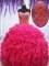 Top Selling Hot Pink Lace Up Sweetheart Beading and Ruffles Sweet 16 Dresses Organza Sleeveless