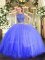 Blue Military Ball Gown Military Ball and Sweet 16 and Quinceanera with Beading Scoop Sleeveless Lace Up