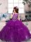 Floor Length Purple Little Girls Pageant Gowns Scoop Sleeveless Zipper