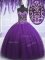 Best Selling Eggplant Purple Sleeveless Tulle Lace Up Ball Gown Prom Dress for Military Ball and Sweet 16 and Quinceanera