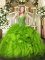 Lace Up Quinceanera Gowns Beading and Ruffles Sleeveless Floor Length