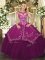Classical Floor Length Purple Quinceanera Dress Scoop Cap Sleeves Lace Up