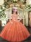 Tulle Halter Top Sleeveless Lace Up Appliques Pageant Dress Wholesale in Orange
