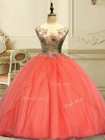Comfortable Floor Length Ball Gowns Sleeveless Orange Red Quinceanera Dress Lace Up