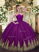 New Style Sleeveless Floor Length Appliques Zipper Sweet 16 Quinceanera Dress with Purple(SKU SJQDDT1621002-1BIZ)