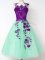 Sexy Apple Green Damas Dress Prom and Party and Wedding Party with Appliques Straps Sleeveless Lace Up