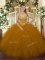 Brown Zipper Quinceanera Dresses Beading and Ruffles Sleeveless Floor Length