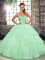 Apple Green Sweet 16 Quinceanera Dress Tulle Brush Train Sleeveless Beading and Ruffled Layers