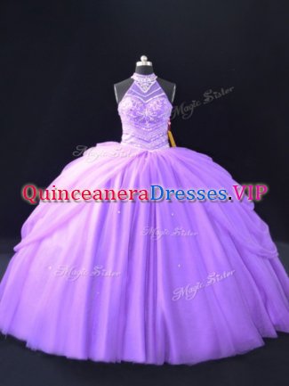 Custom Fit Beading and Pick Ups Quinceanera Dresses Lavender Sleeveless Floor Length